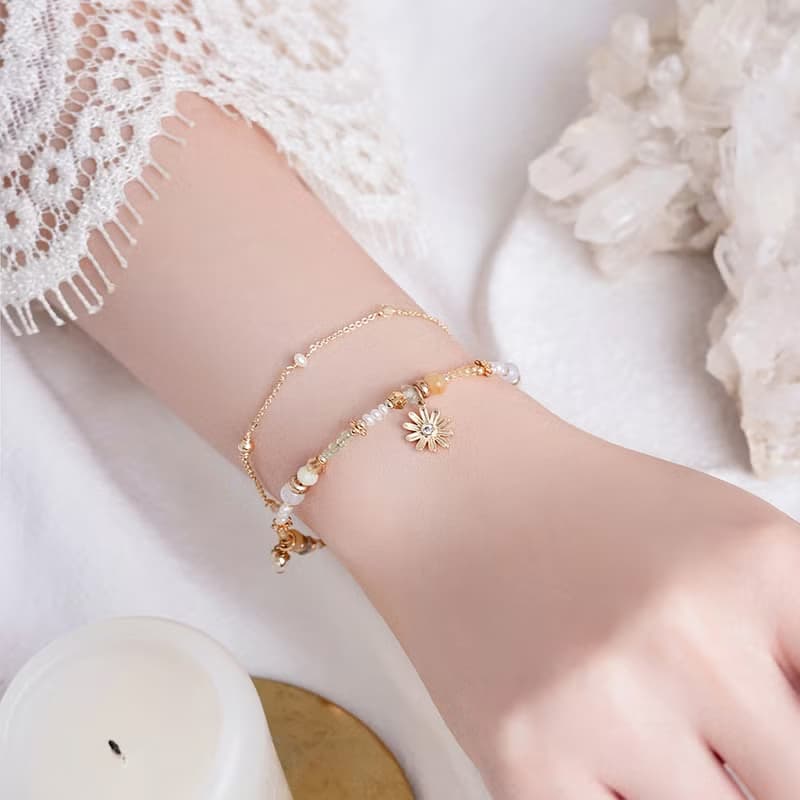 財運 x 黃玉 黃水晶 葡萄石 橄欖石 【瑪格莉特 • 真愛】手鍊