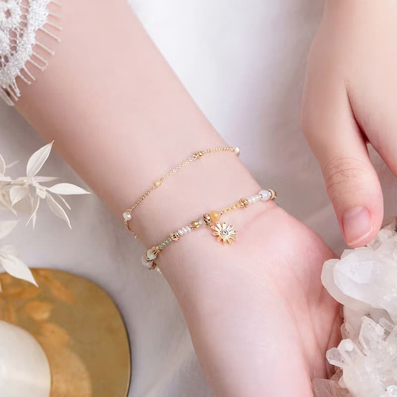 財運 x 黃玉 黃水晶 葡萄石 橄欖石 【瑪格莉特 • 真愛】手鍊