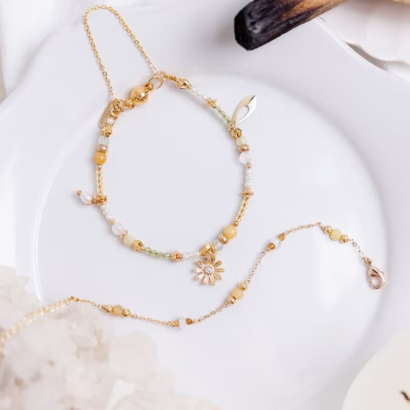 財運 x 黃玉 黃水晶 葡萄石 橄欖石 【瑪格莉特 • 真愛】手鍊