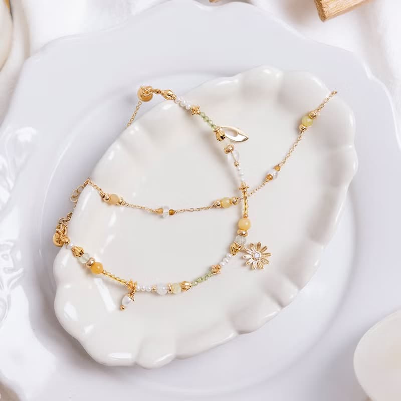 財運 x 黃玉 黃水晶 葡萄石 橄欖石 【瑪格莉特 • 真愛】手鍊