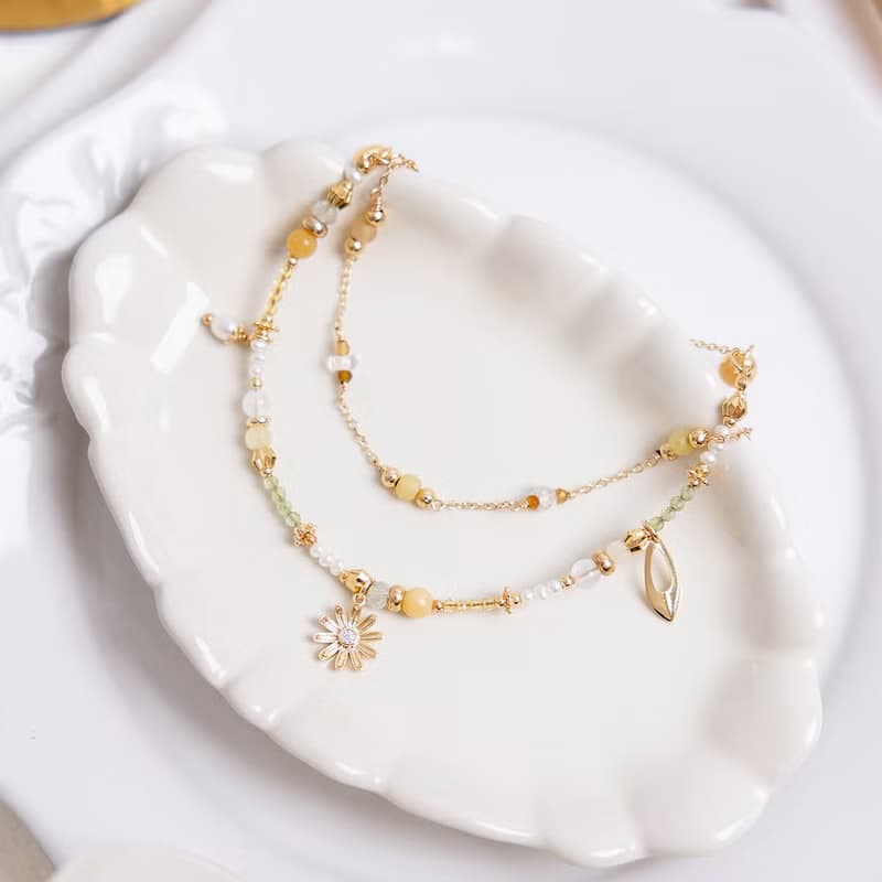 財運 x 黃玉 黃水晶 葡萄石 橄欖石 【瑪格莉特 • 真愛】手鍊