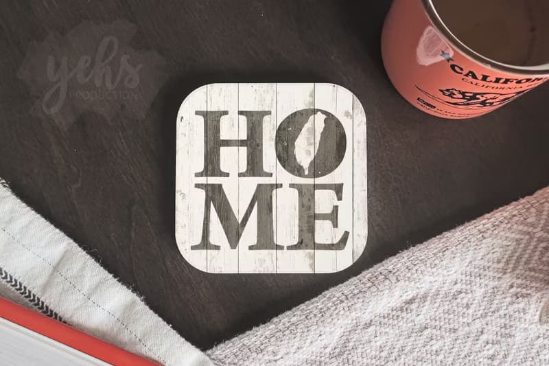 台灣杯墊入厝禮物 | 木紋鄉村杯墊 | 台灣甜蜜的家