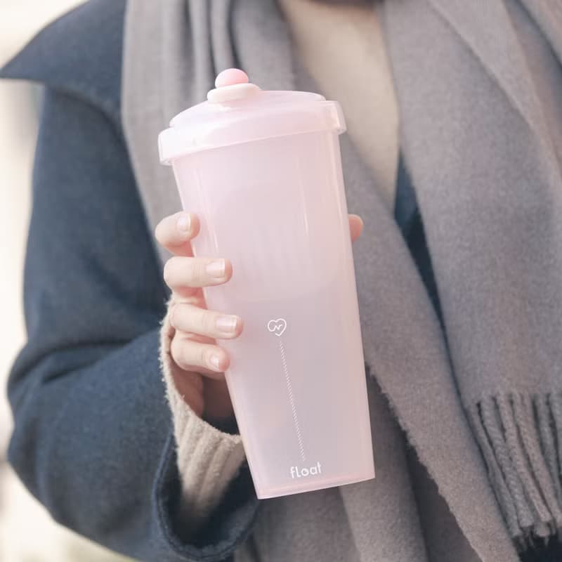 漂浮珍奶杯 / 櫻花粉 / 無吸管環保飲料杯850ml