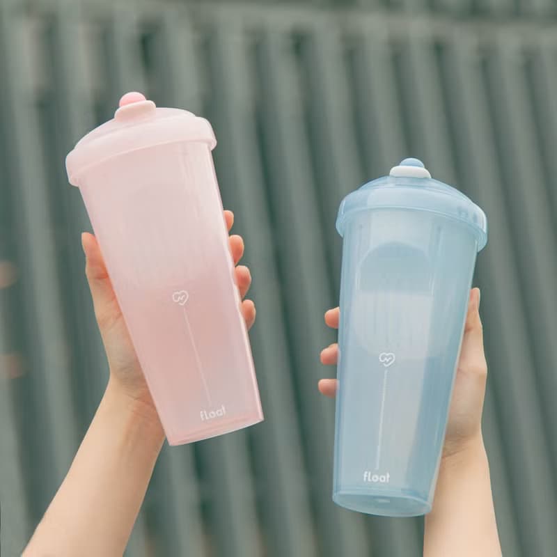 漂浮珍奶杯 / 櫻花粉 / 無吸管環保飲料杯850ml