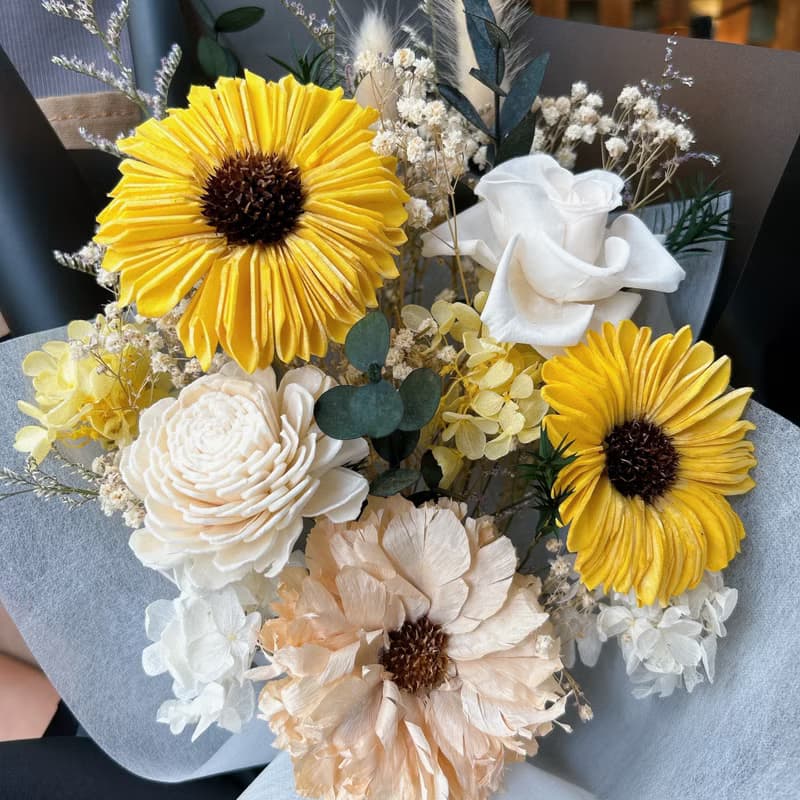 日出的美好 永生花束 向日葵 畢業 畢業花束 畢業季 附提袋