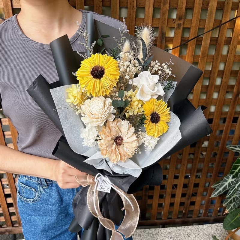 日出的美好 永生花束 向日葵 畢業 畢業花束 畢業季 附提袋