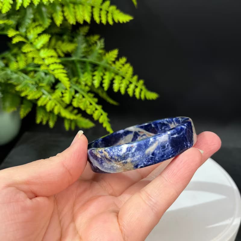 藍紋玉方條手鐲 55MM 牛仔藍白漸變方納石手環 舒緩壓力 安氣寧神