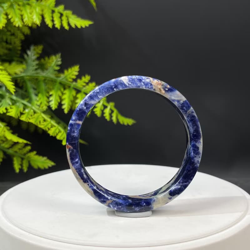 藍紋玉方條手鐲 55MM 牛仔藍白漸變方納石手環 舒緩壓力 安氣寧神
