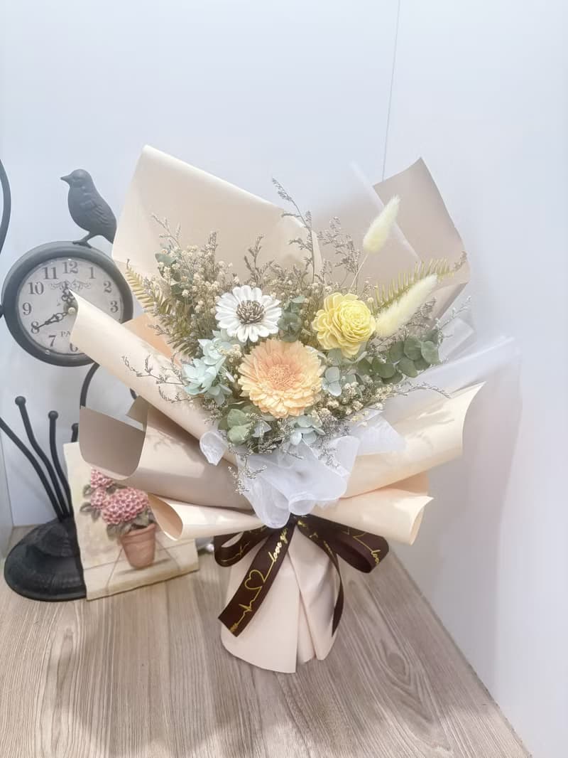 布丁色乾燥花束/乾燥花/送禮/索拉花/生日