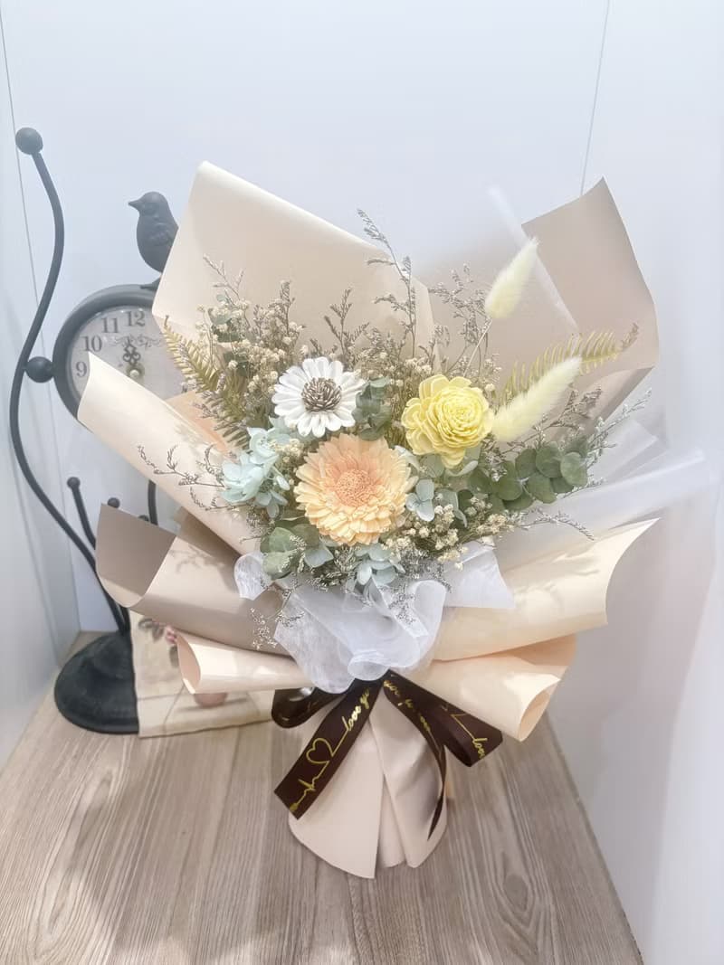 布丁色乾燥花束/乾燥花/送禮/索拉花/生日