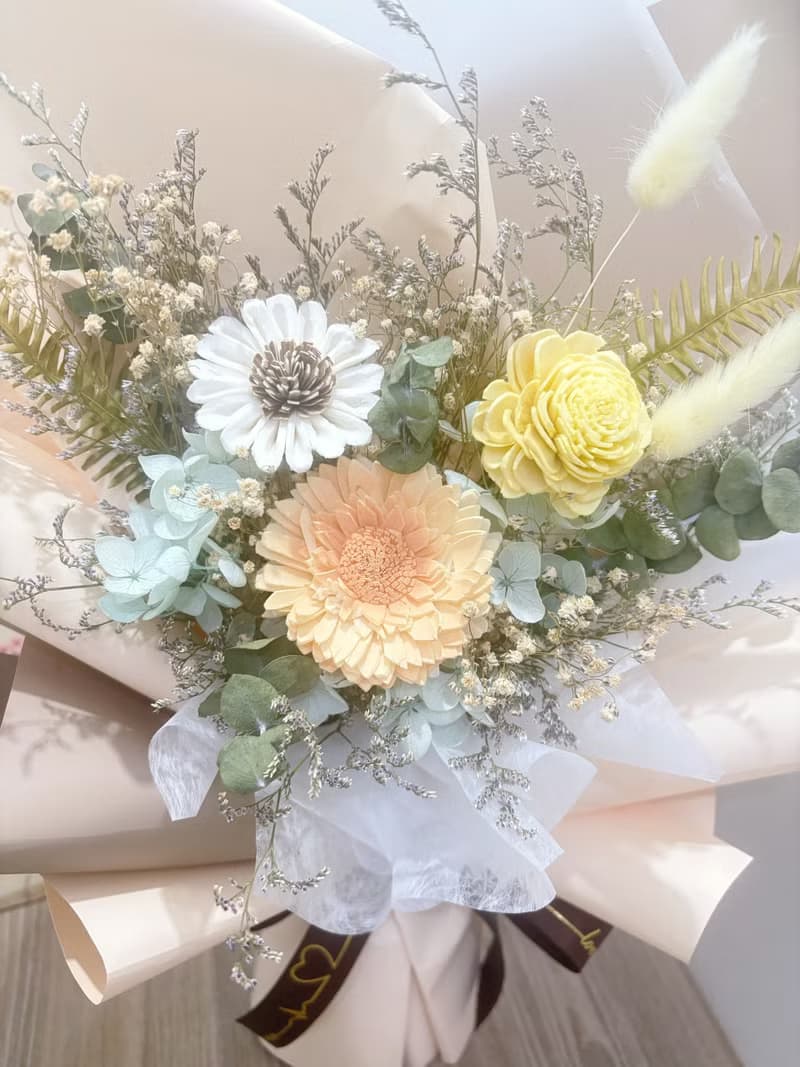 布丁色乾燥花束/乾燥花/送禮/索拉花/生日