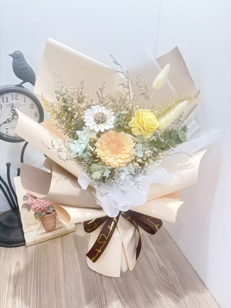 布丁色乾燥花束/乾燥花/送禮/索拉花/生日