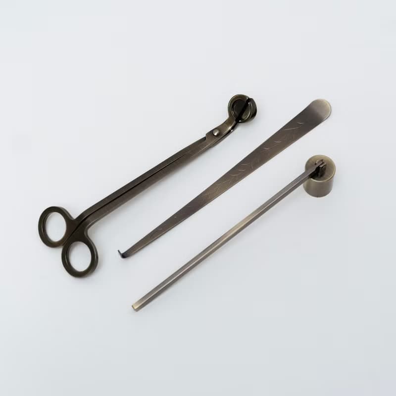 香氛蠟燭工具組 (青古銅色) - 燭芯剪/滅燭罩/蠟燭鉤/托盤/點火器