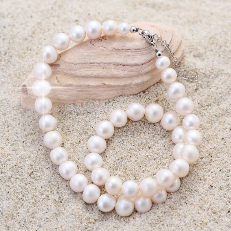 天然白色淡水珍珠項鍊 10–11mm 銀色延長鏈 簡約極簡 紀念日禮物