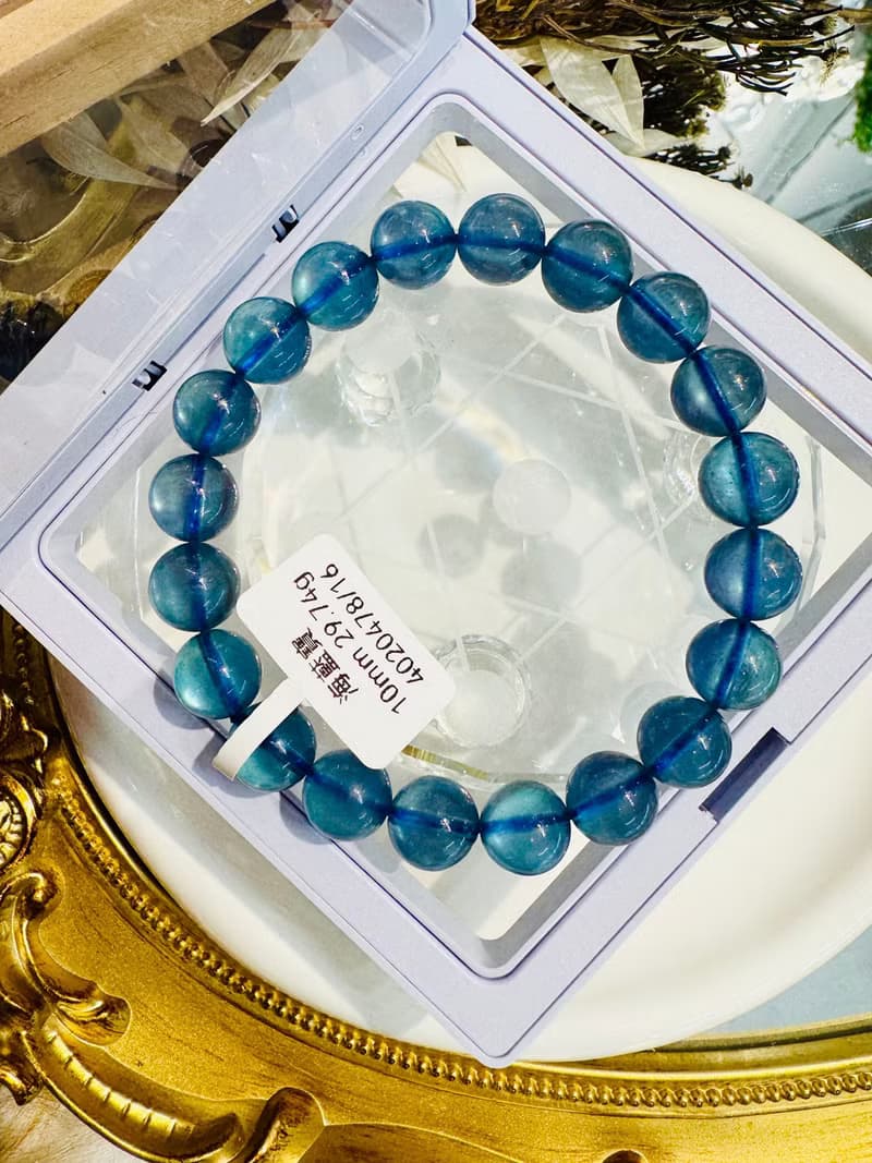 精品級濃色深海藍海藍寶水晶10mm29.74g平衡情緒減緩壓力提高溝通