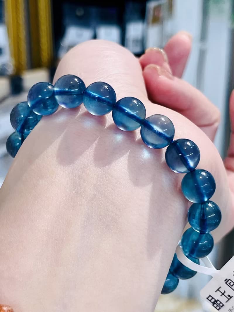 精品級濃色深海藍海藍寶水晶10mm29.74g平衡情緒減緩壓力提高溝通