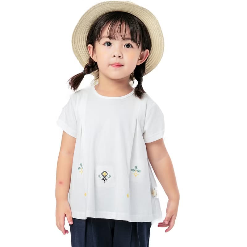 BIR 刺繡傘狀棉T 黃/白