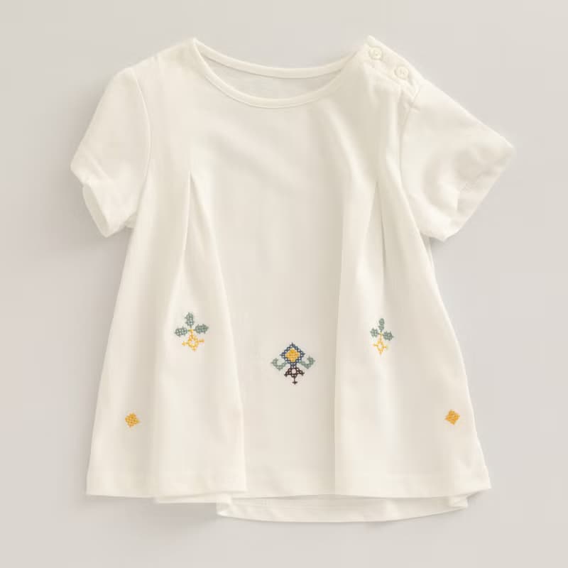 BIR 刺繡傘狀棉T 黃/白