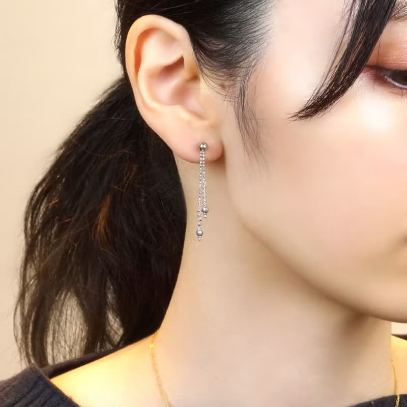 【Second Earrings】 鉑金鏡面球形耳環 (4mm)