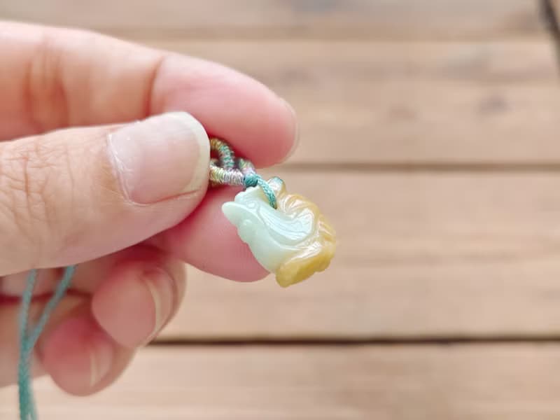 親翠 天然翡翠 冰黃翡招財小黃雞調整式繩鏈