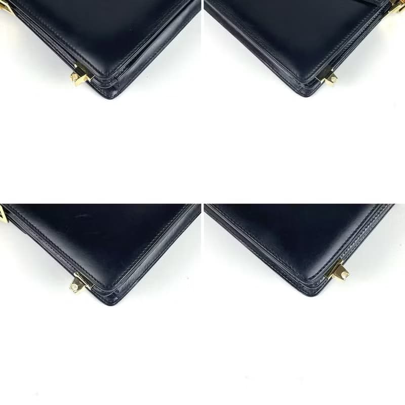 稀有中古二手Celine黑色金扣翻蓋盒子皮革腋下單肩側背孭小包手袋