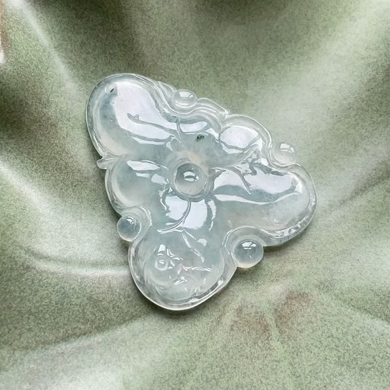 冰種翡翠蓮年有魚 | 天然緬甸玉翡翠A貨