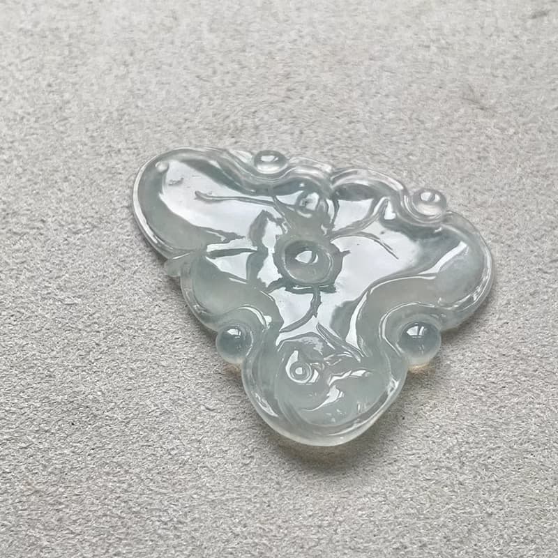 冰種翡翠蓮年有魚 | 天然緬甸玉翡翠A貨