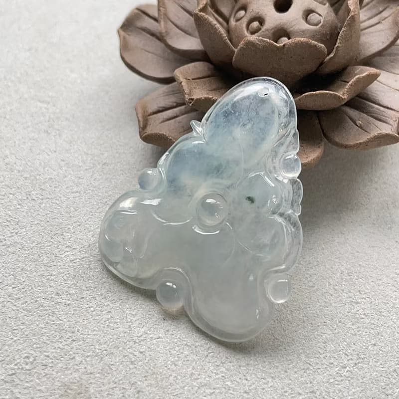 冰種翡翠蓮年有魚 | 天然緬甸玉翡翠A貨