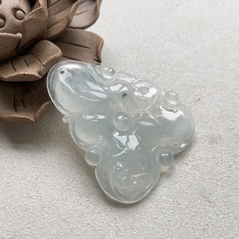 冰種翡翠蓮年有魚 | 天然緬甸玉翡翠A貨