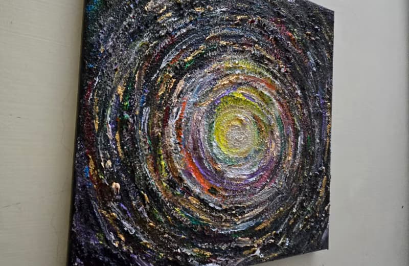 壓克力肌理畫/療癒藝術畫/原創手繪/送禮生日/【宇宙之心-能量】