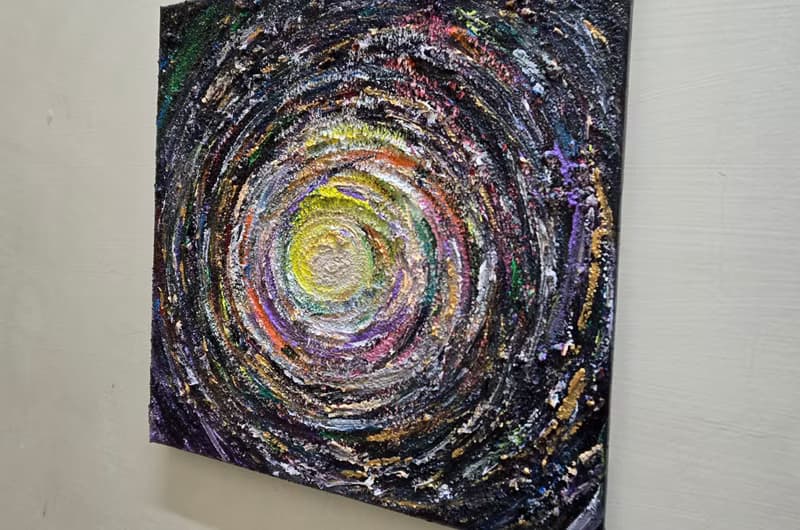 壓克力肌理畫/療癒藝術畫/原創手繪/送禮生日/【宇宙之心-能量】