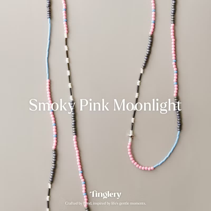 煙粉月影 Smoky Pink Moonlight  | 手工串珠項鍊