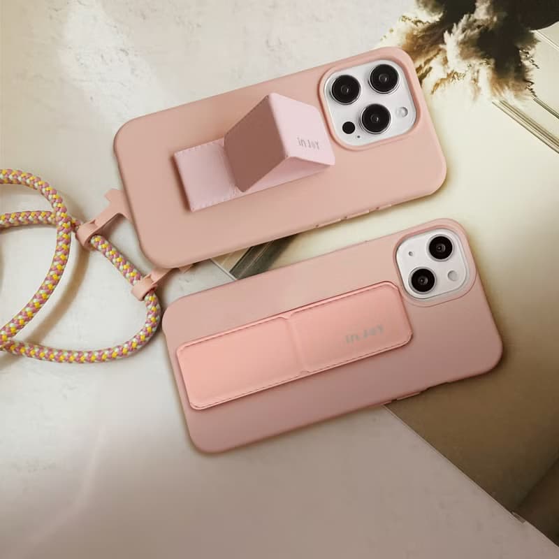 【手機掛繩】可拆式 Urban Colourful 復古粉 iPhone 支架 背繩殼