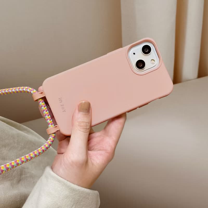 【手機掛繩】可拆式 Urban Colourful 復古粉 iPhone 支架 背繩殼
