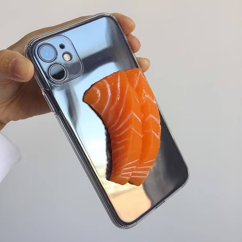 仿真三文魚刺身手作透明手機軟殼 升級加厚全包殼