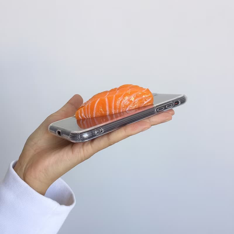 仿真三文魚刺身手作透明手機軟殼 升級加厚全包殼