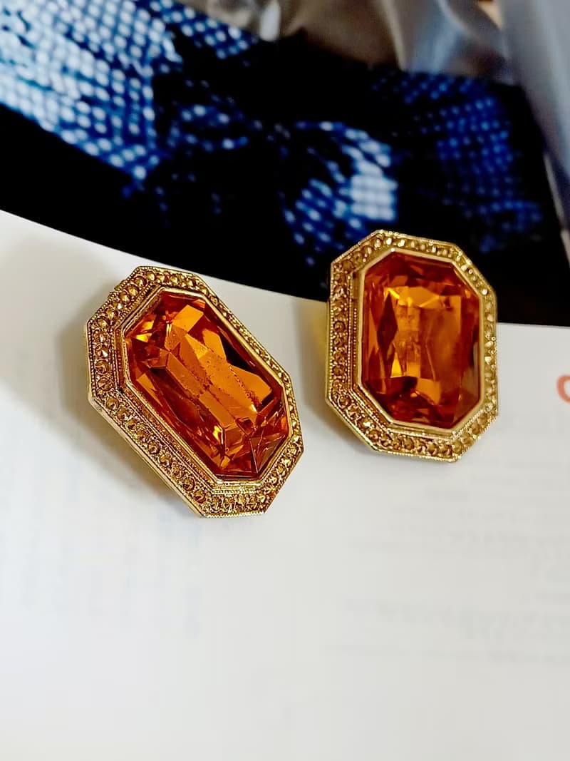 vintage jewelry  古董炫亮萊茵夾式耳環