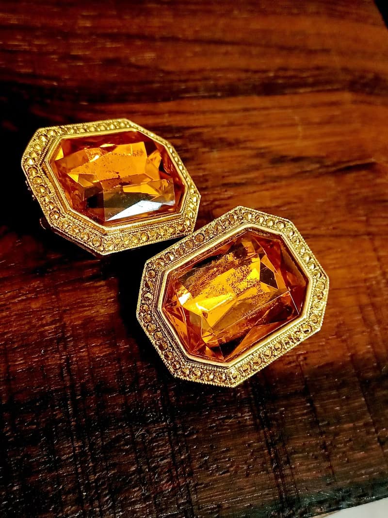 vintage jewelry  古董炫亮萊茵夾式耳環