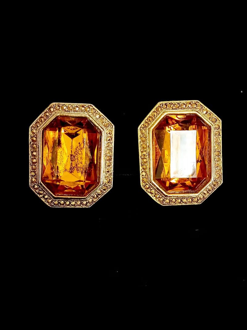 vintage jewelry  古董炫亮萊茵夾式耳環