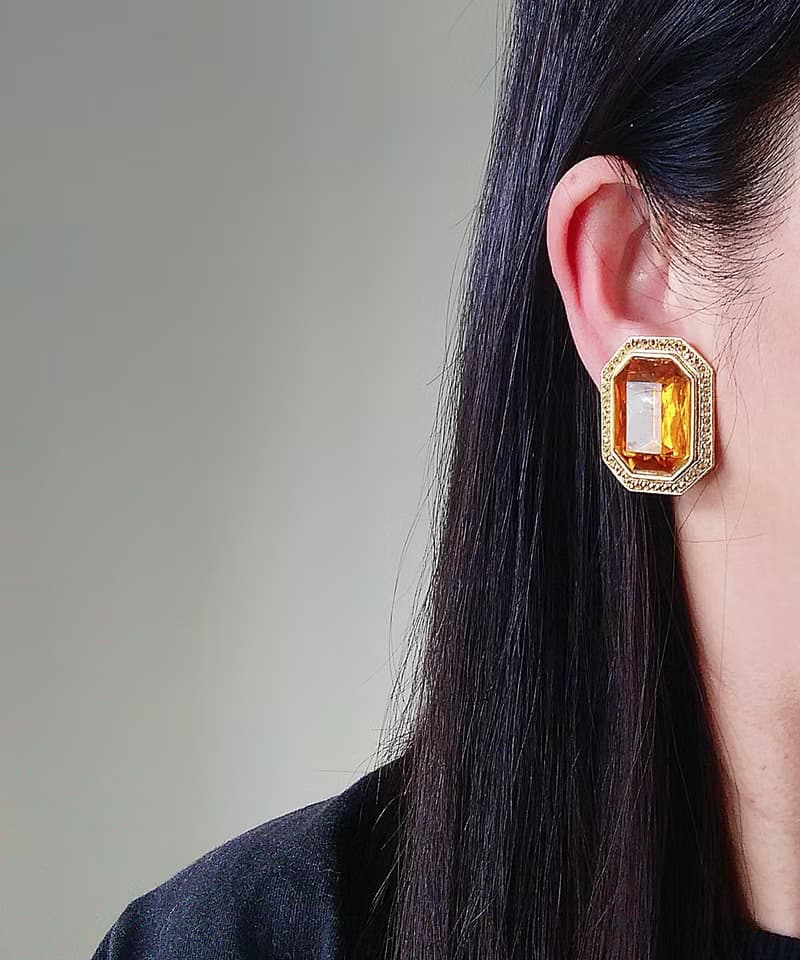vintage jewelry  古董炫亮萊茵夾式耳環