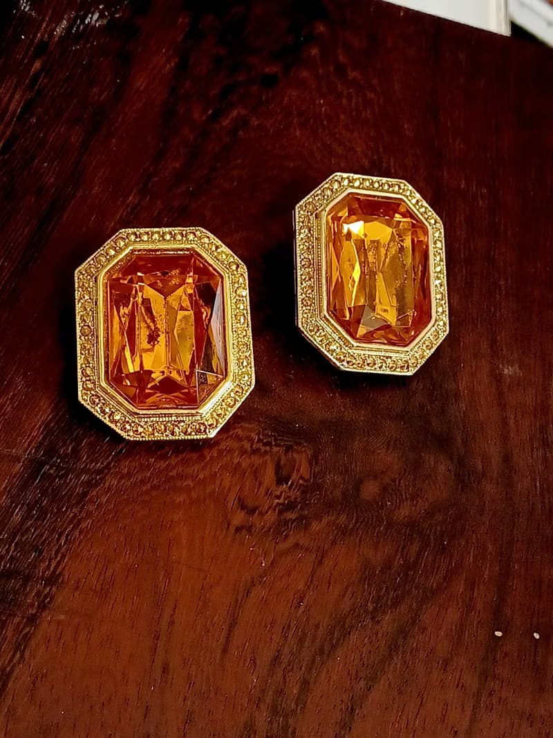 vintage jewelry  古董炫亮萊茵夾式耳環