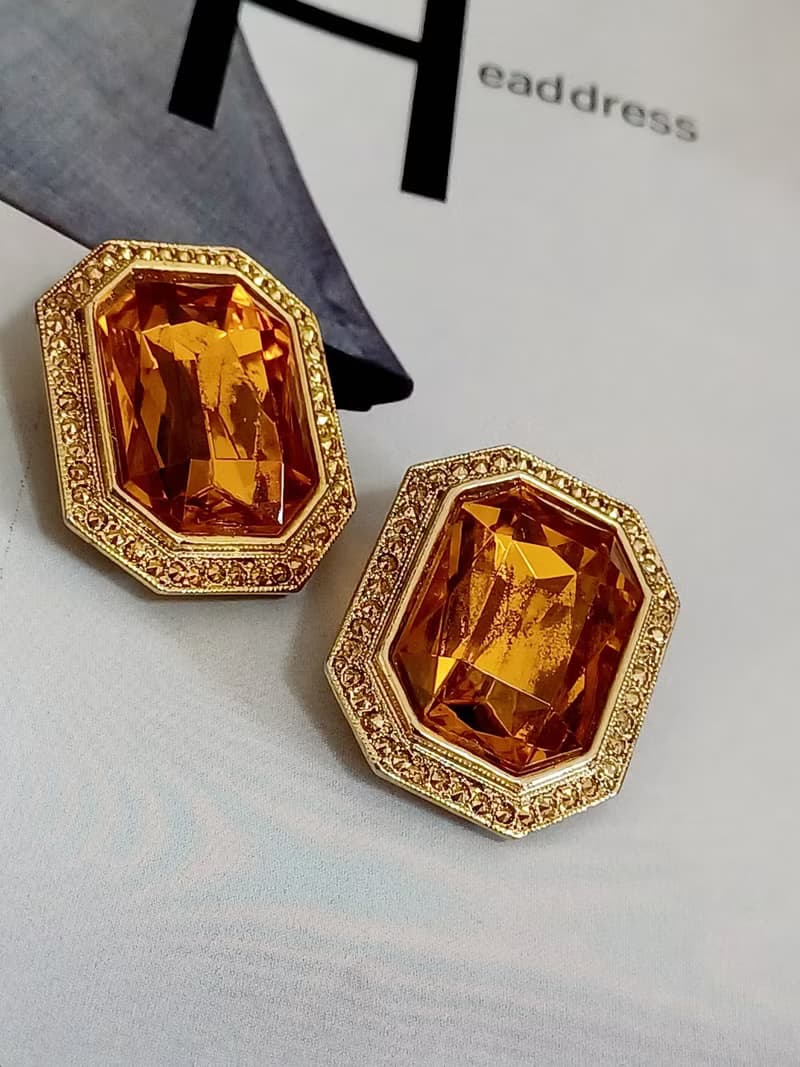 vintage jewelry  古董炫亮萊茵夾式耳環