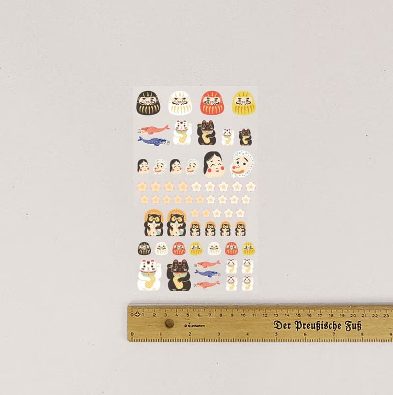 布用日本招財貓不倒翁燙印貼 | 熱轉印花貼紙