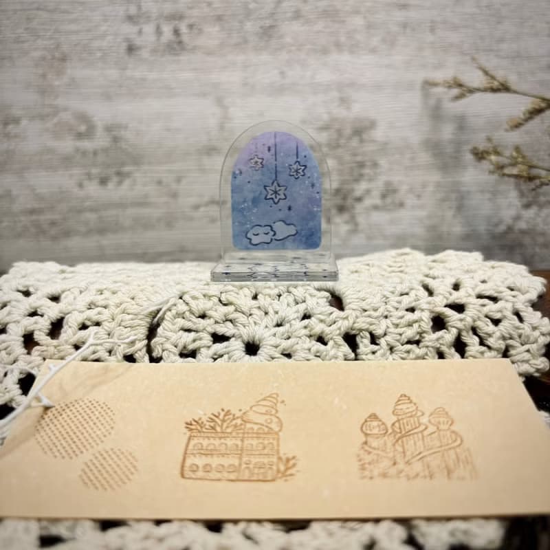 壓克力小立牌 +水晶印章組-藍鯨.雲朵