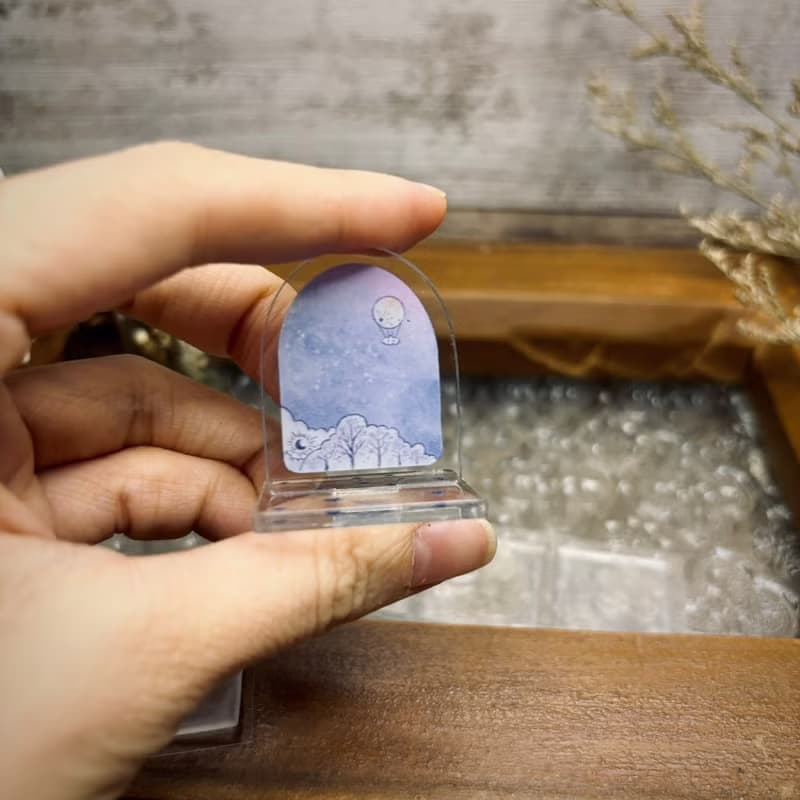 壓克力小立牌 +水晶印章組-藍鯨.雲朵
