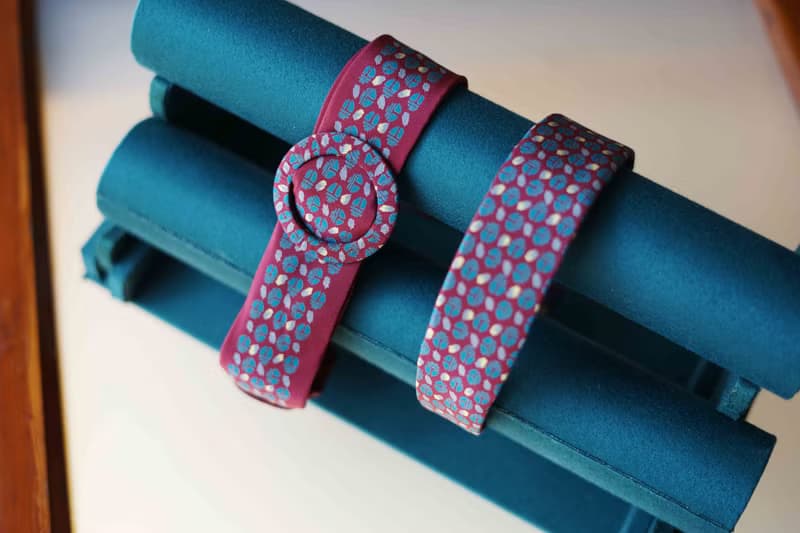 古董領帶改製腰帶-mila schon100%silk-桃花嫣紅-腰帶髮箍組