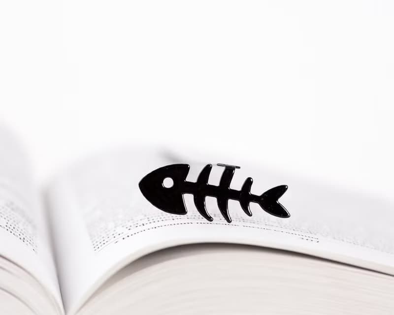 Metal Bookmark Fish Bone, Funky gift for a book lover