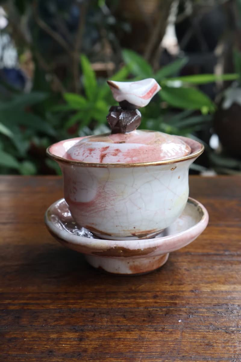 粉志野鎏金蓋碗杯—余華宇老師手作—容量約100cc