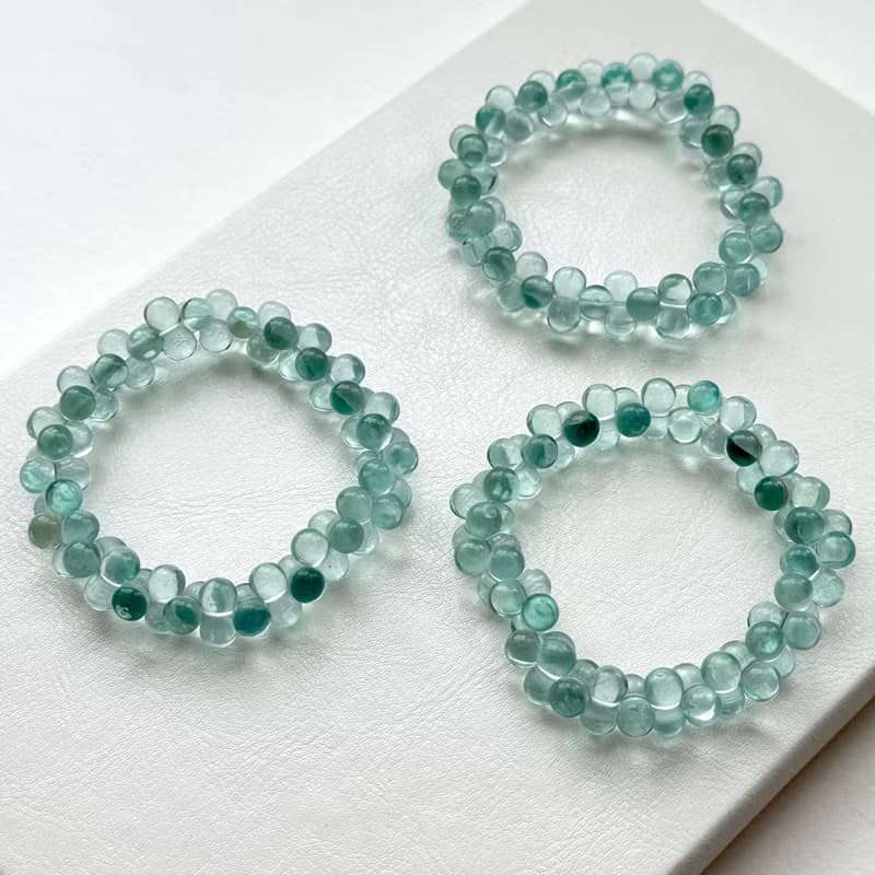 【幸運琉璃】藍綠梨型琉璃手鏈 幸運 相信自己