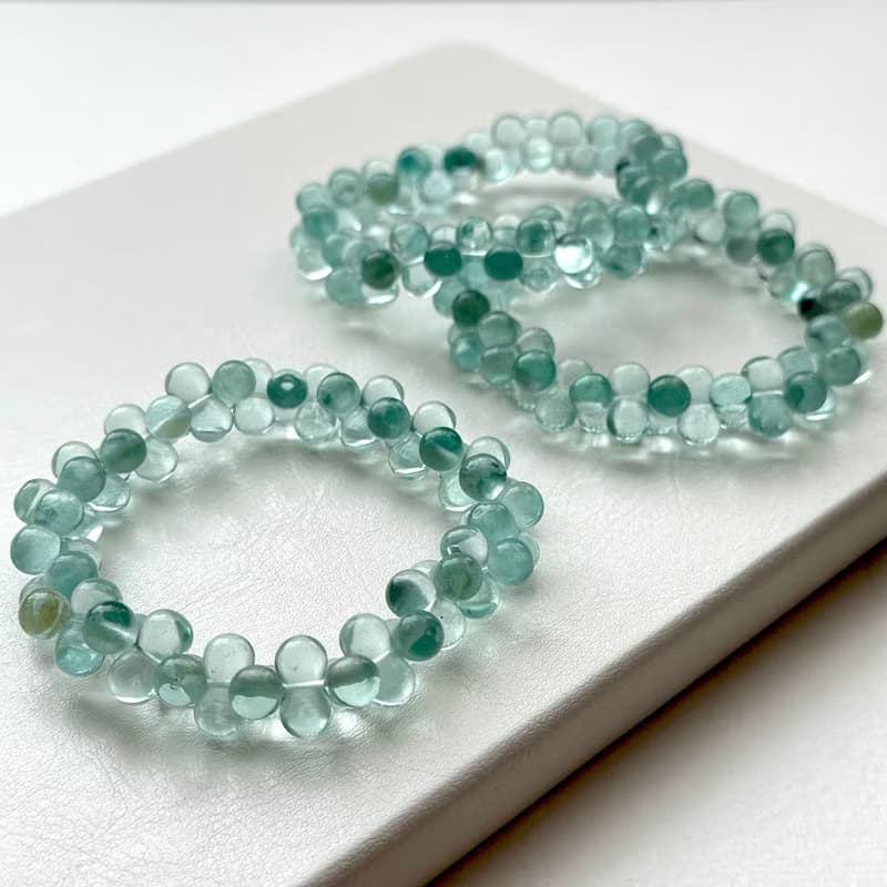 【幸運琉璃】藍綠梨型琉璃手鏈 幸運 相信自己